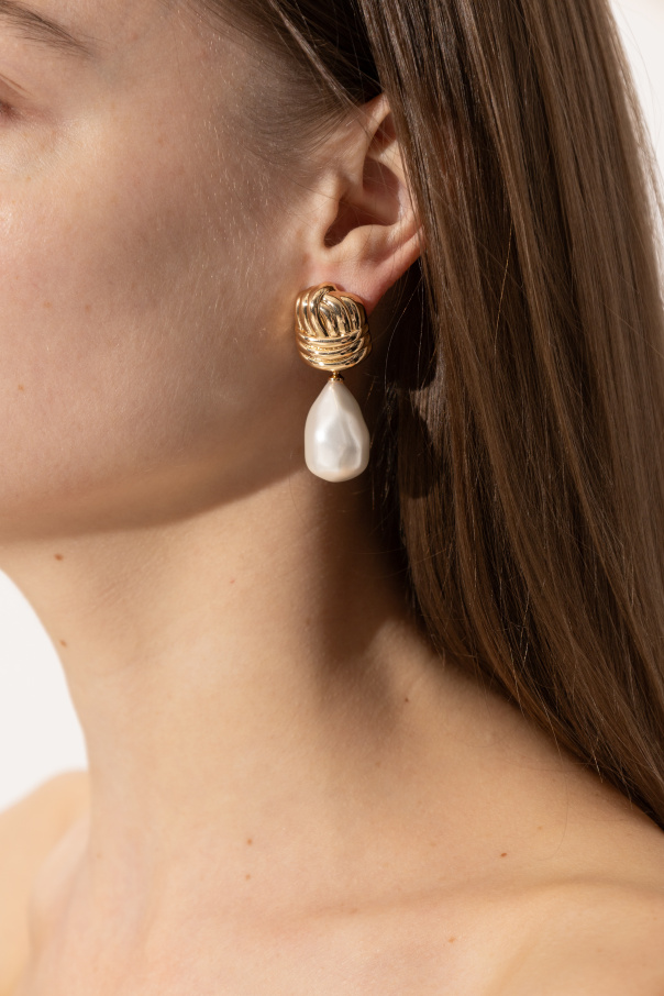 Self-Portrait Brass earrings with pearl