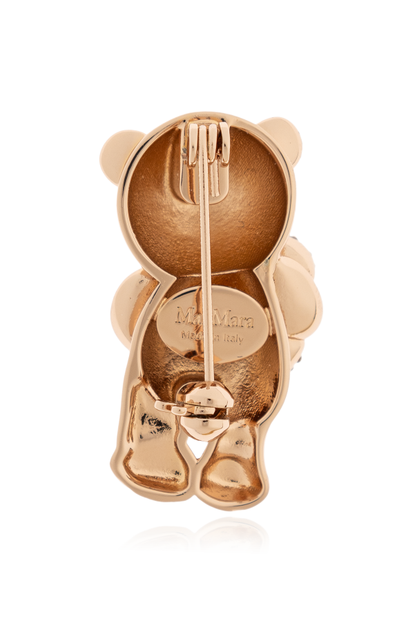 Max Mara Brosche in Bärenform mit schimmernden Kristallen