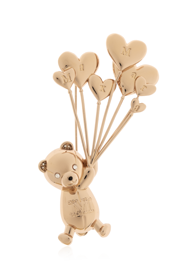 Brooch with a teddy bear motif with shimmering crystals od Max Mara