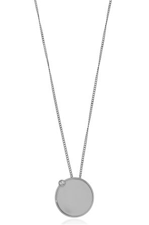 Necklace with a pendant featuring an engraved logo