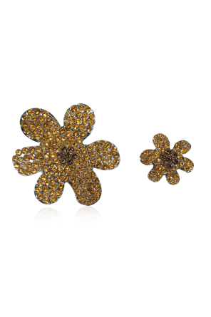 Two asymmetric pins with shimmering crystals