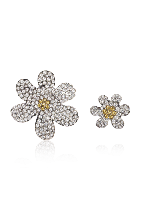 Two asymmetric pins with shimmering crystals
