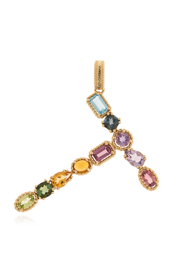 Gold pendant in the shape of the letter 'T' od Dolce & Gabbana