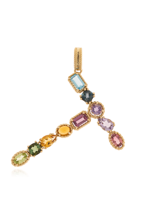 Gold pendant in the shape of the letter 'T'