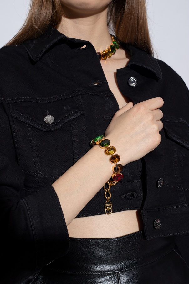 Dolce & Gabbana Denim Shorts With Patch Sparkling bracelet