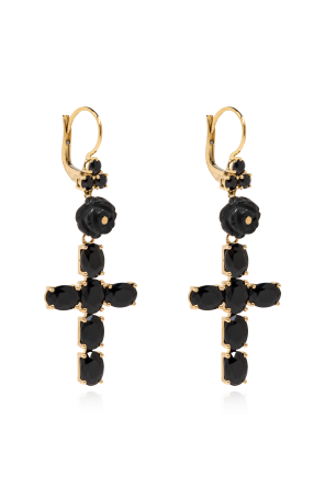 Earrings with black sapphires