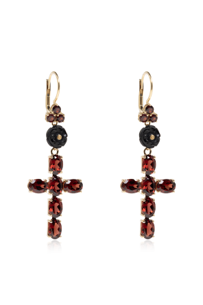 Gold earrings with a religious motif