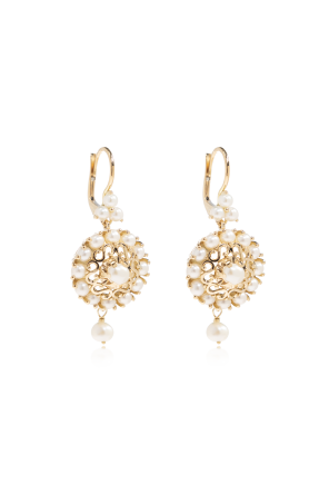 Goldene Ohrringe mit Perlen