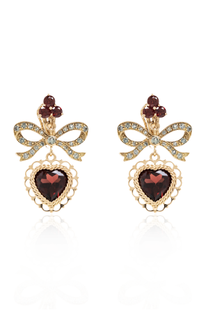 Gold earrings with gemstones