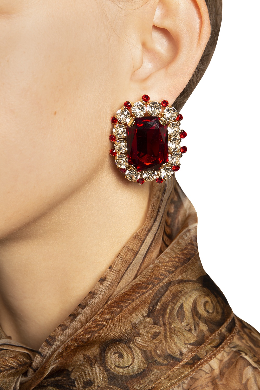 Red Embellished clip-on earrings Dolce & Gabbana - Vitkac France