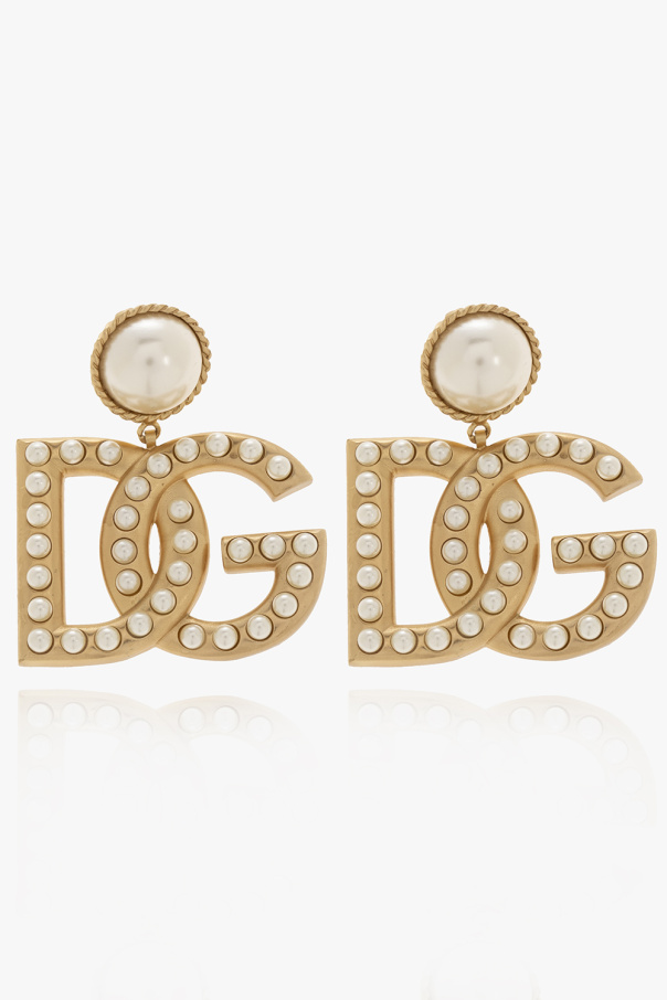 dolce gabbana kids panelled logo print t shirt item Clip-on earrings with logo