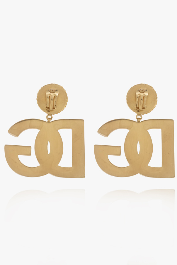 dolce gabbana monogram print track pants Clip-on earrings with logo