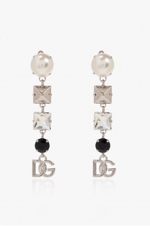 Drop clip-on earrings od Dolce & Gabbana debossed-logo buckle belt