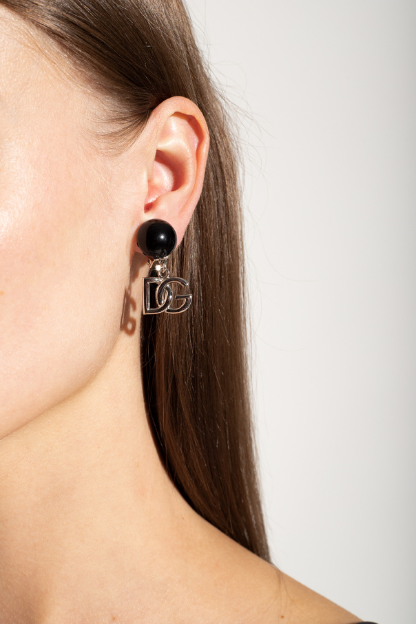 dolce & gabbana dotted scarf Clip-on earrings with logo