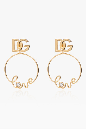 ‘love’ earrings od Dolce & Gabbana logo patch zipped hoodie