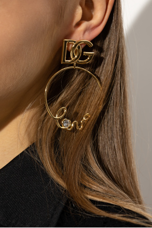 ‘love’ earrings od Dolce & Gabbana logo patch zipped hoodie