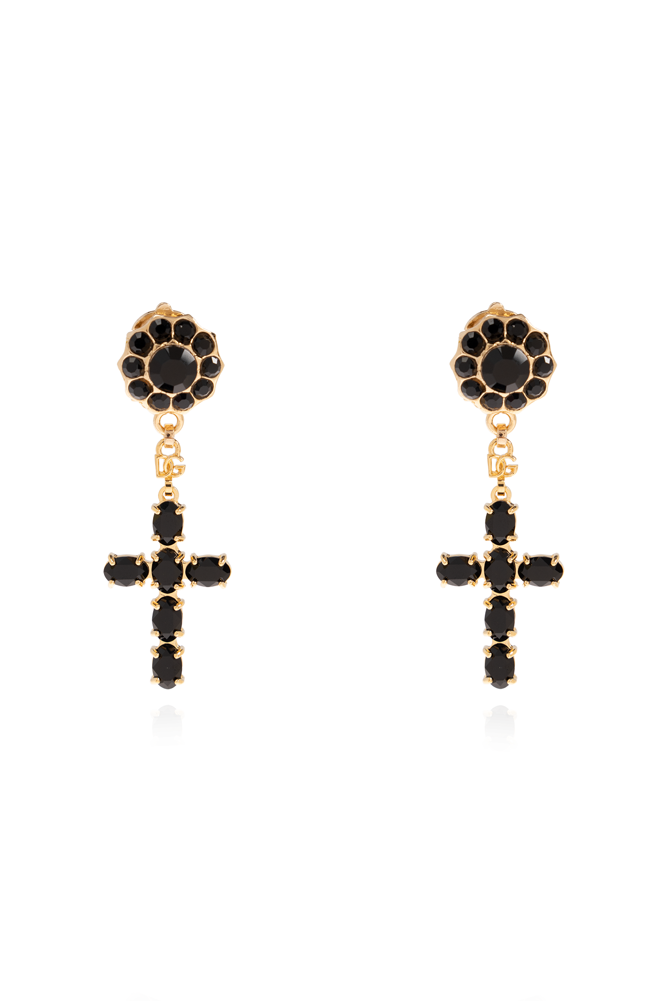 Dolce & Gabbana lace-panelled bomber jacket Clip-on earrings with charms