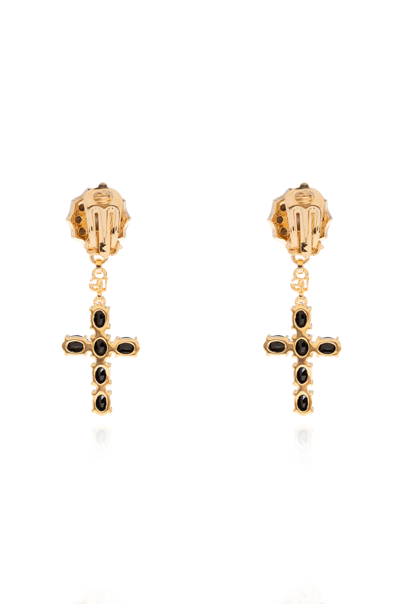 Dolce & Gabbana lace-panelled bomber jacket Clip-on earrings with charms