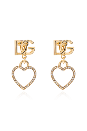 Earrings with heart motif pendants