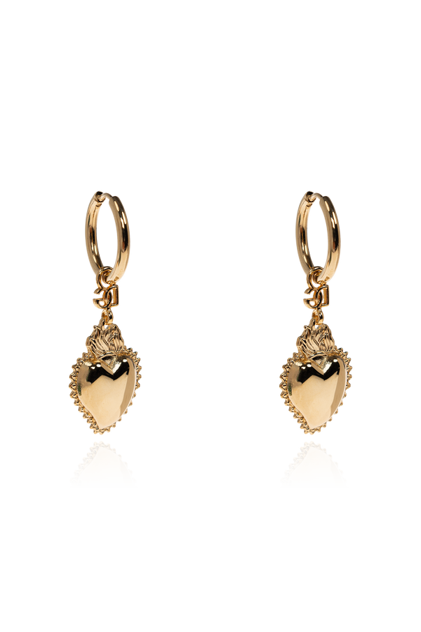 Dolce & Gabbana Drop Earrings with Heart Charms