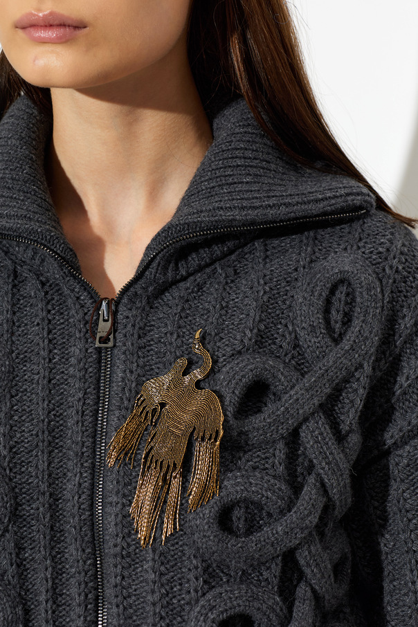 Etro Brass bird-shaped brooch