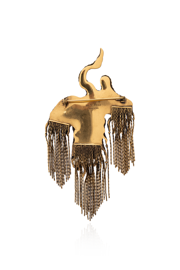 Etro Brass bird-shaped brooch