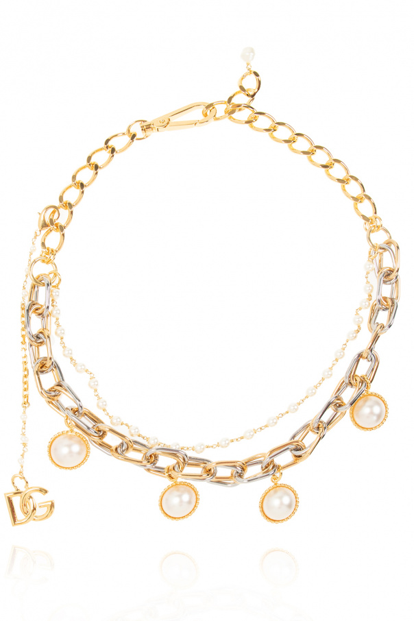 dolce gabbana diamond circle pattern shirt item Necklace with logo