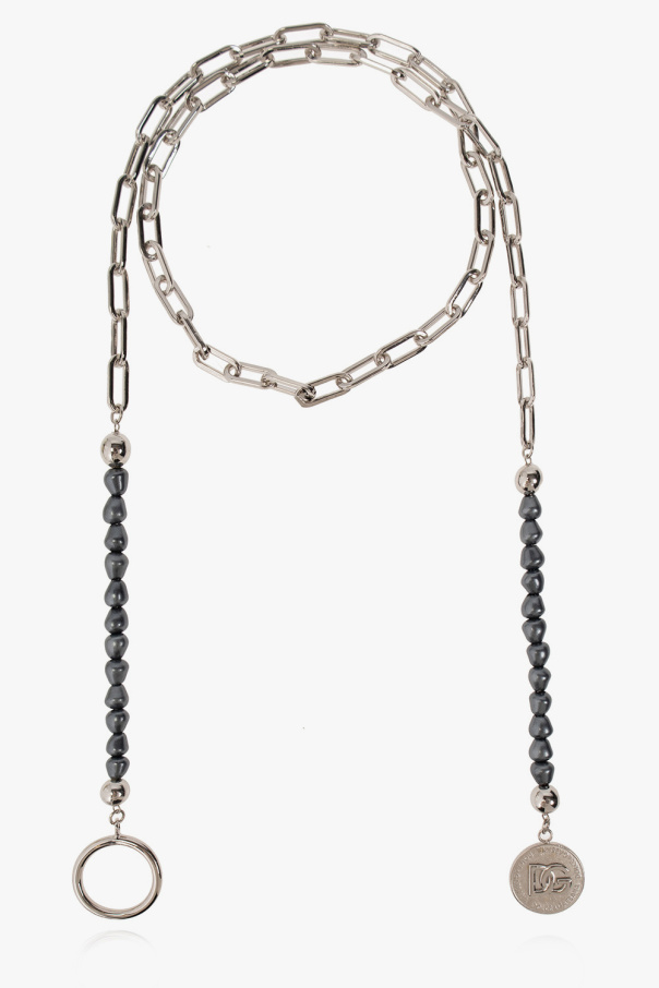 Dolce & Gabbana Eyewear Eckige 'Blooming' Sonnenbrille Rosa Brass necklace with logo