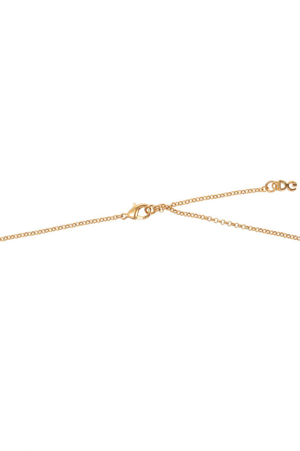 Dolce & Gabbana enamel lion logo brooch Brass necklace