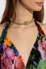 Dolce & Gabbana Kids floral-print silk dress Choker with logo