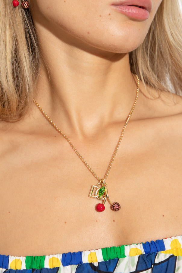 Dolce & Gabbana DG leopard-print patch T-shirt Necklace with pendant
