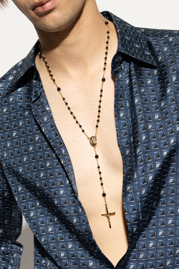 Dolce & Gabbana notched-collar single-breasted blazer Necklace with religious motif