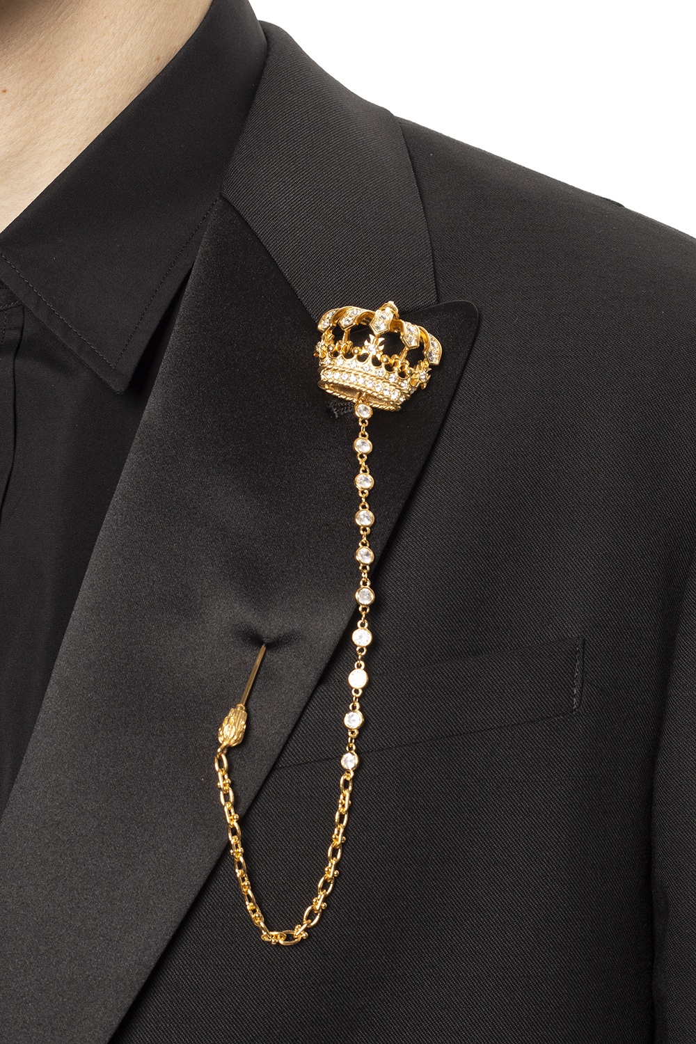 Mens Jewellery Brooches for Men Dolce & Gabbana Crystal-embellished Crown Brooch in Gold Metallic 