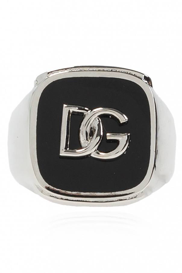 Dolce & Gabbana flared stretch-silk gown Ring with logo