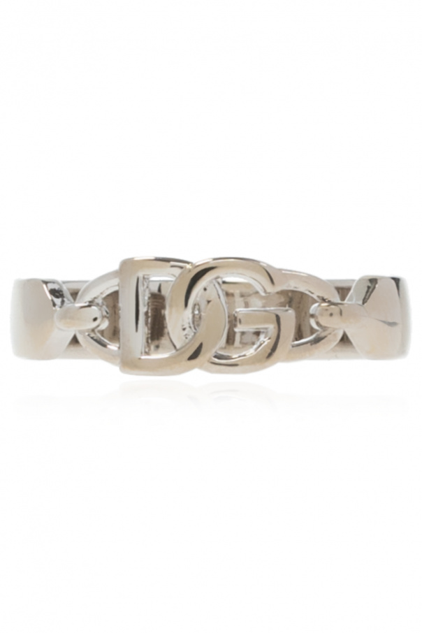 dolce Daymaster & Gabbana leather logo-lettering belt Brass ring