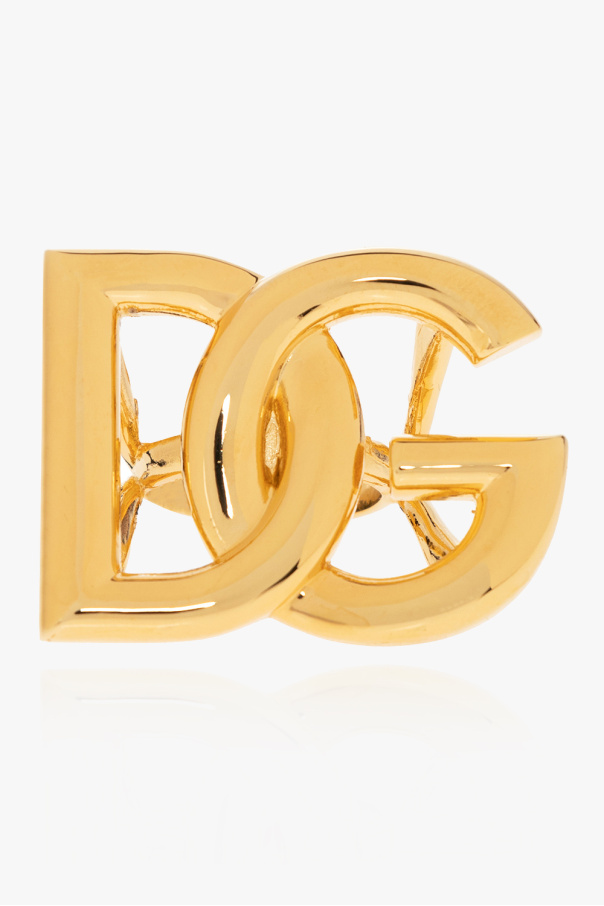 Dolce & Gabbana paint-splatter skinny jeans Logo-shaped ring