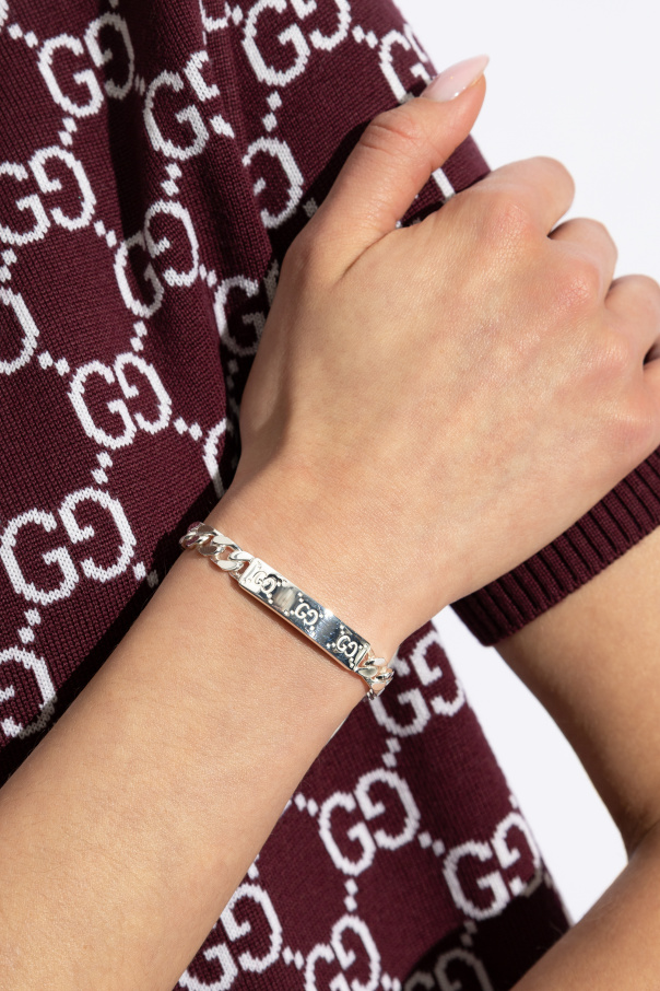 Gucci Silver bracelet with engraved logo