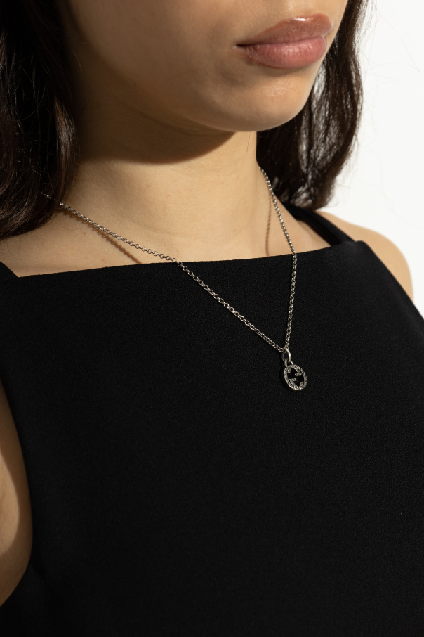 Gucci Silver necklace with logo-shaped pendant