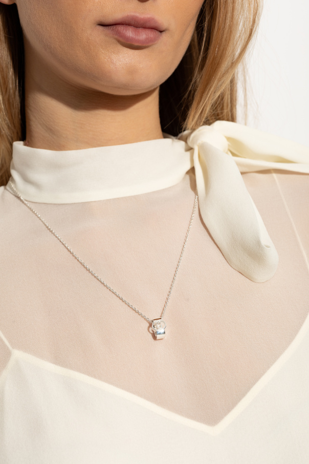 Gucci Silver necklace with logo-shaped pendant