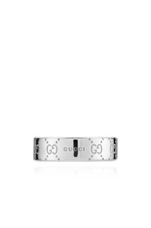 Gucci Silver ring with engraved logo