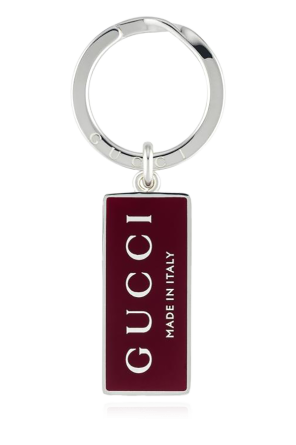 Silver keychain with logo