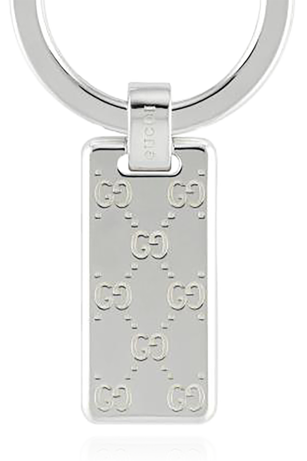 Gucci Llavero plateado con logo