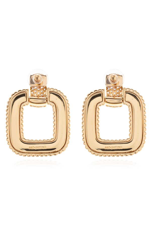 Self-Portrait Earrings with shimmering crystals