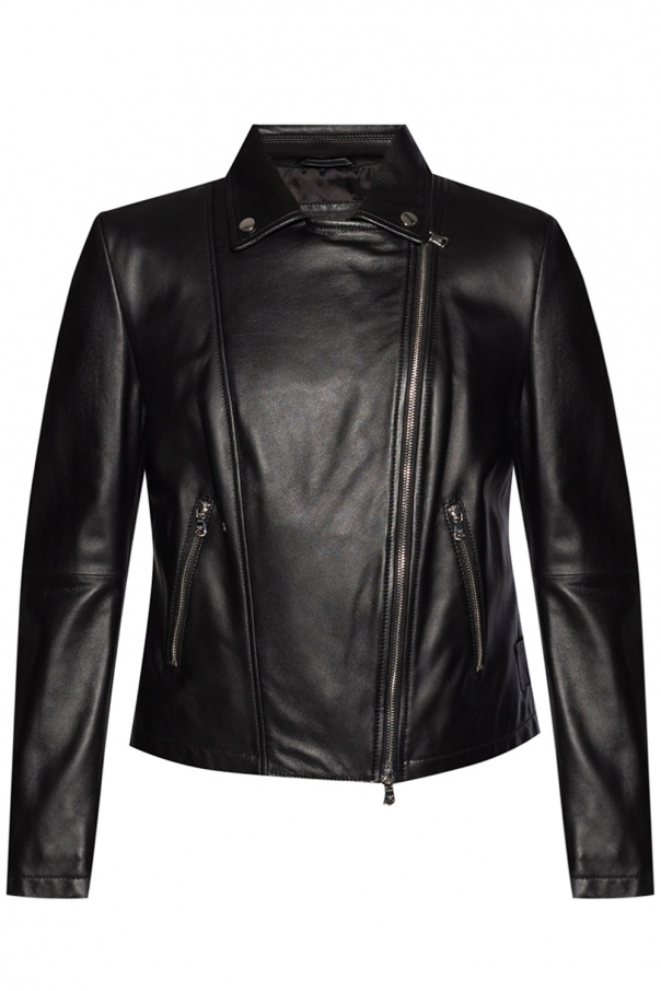 Emporio armani embroidered Leather jacket