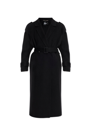 Dwurzędowy płaszcz z paskiem