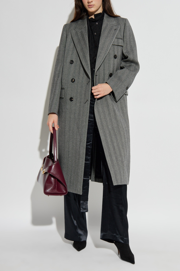 FERRAGAMO Wool coat with herringbone pattern