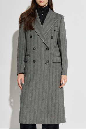 FERRAGAMO Wool coat with herringbone pattern