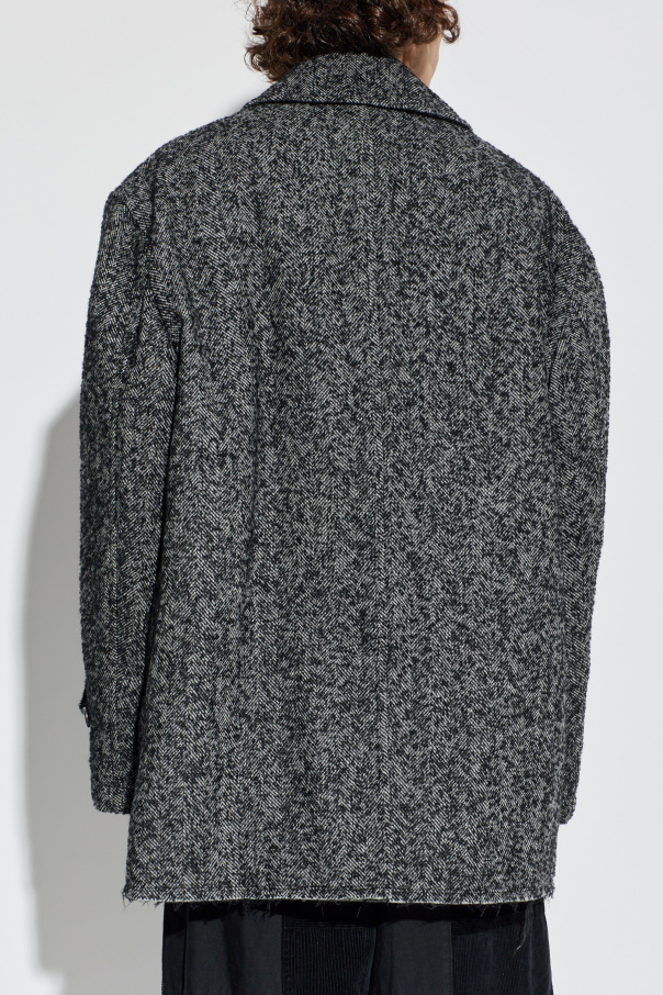 Comme des Garçons Black Doppelreihiger Mantel mit Fischgrätmuster