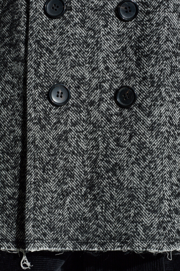 Comme des Garçons Black Doppelreihiger Mantel mit Fischgrätmuster