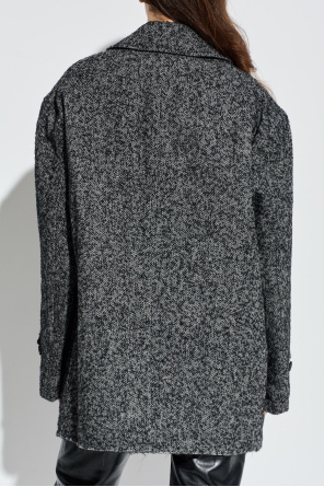 Comme des Garçons Black Doppelreihiger Mantel mit Fischgrätmuster